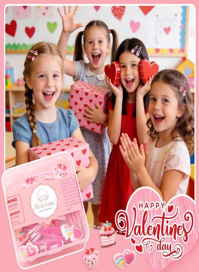 PinkSheep Hair Clips Barrettes for Girls, 6 Pairs Pink Heart Bear Cupcake Ice Cream Hair Pins, Cute Hair Clips Metal Snap Barrettes Sparkly Hair Accessories For toddler Girls Gift Set - Image 5